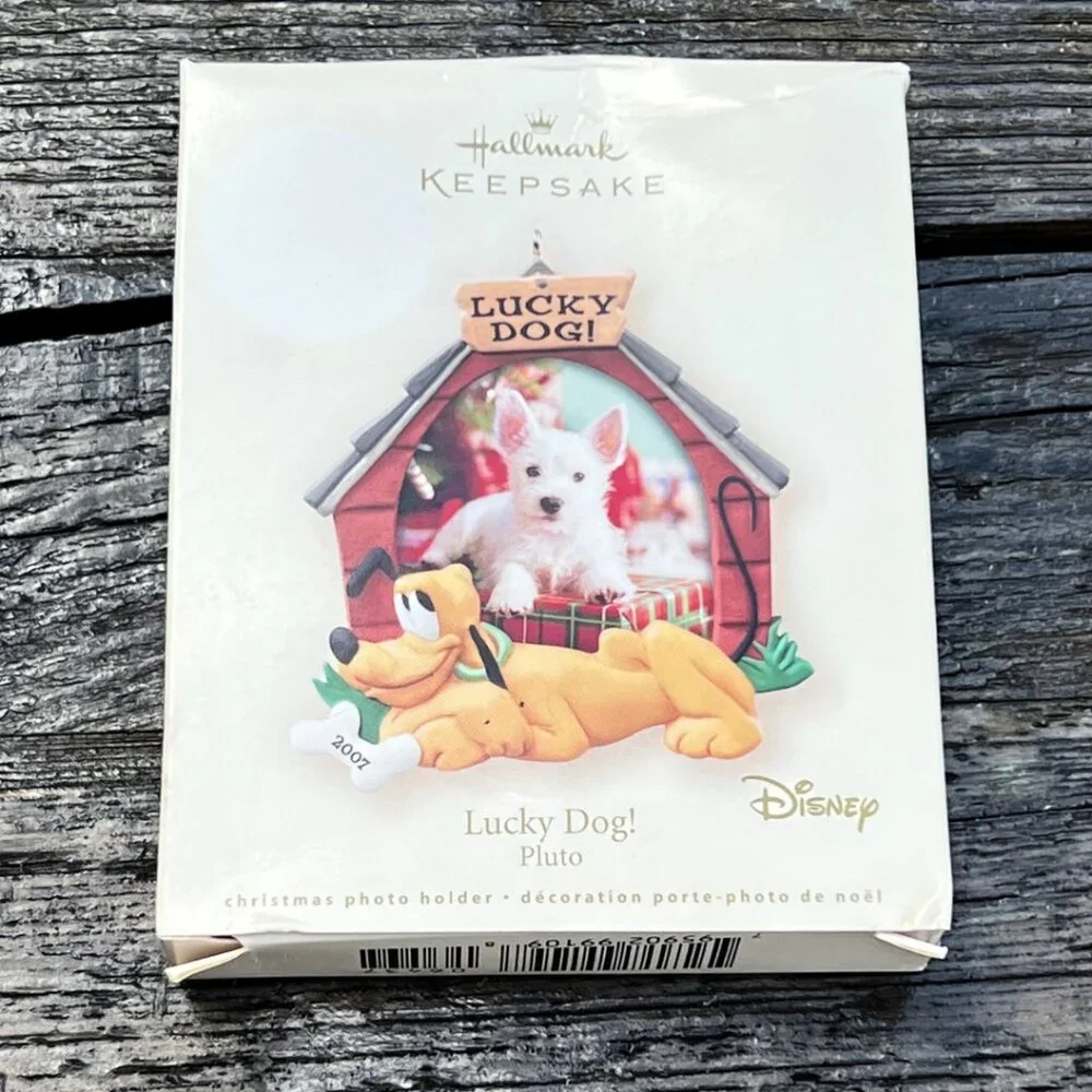 Hallmark Keepsake Lucky Dog Pluto Disney Christmas Photo Holder Ornament 2007